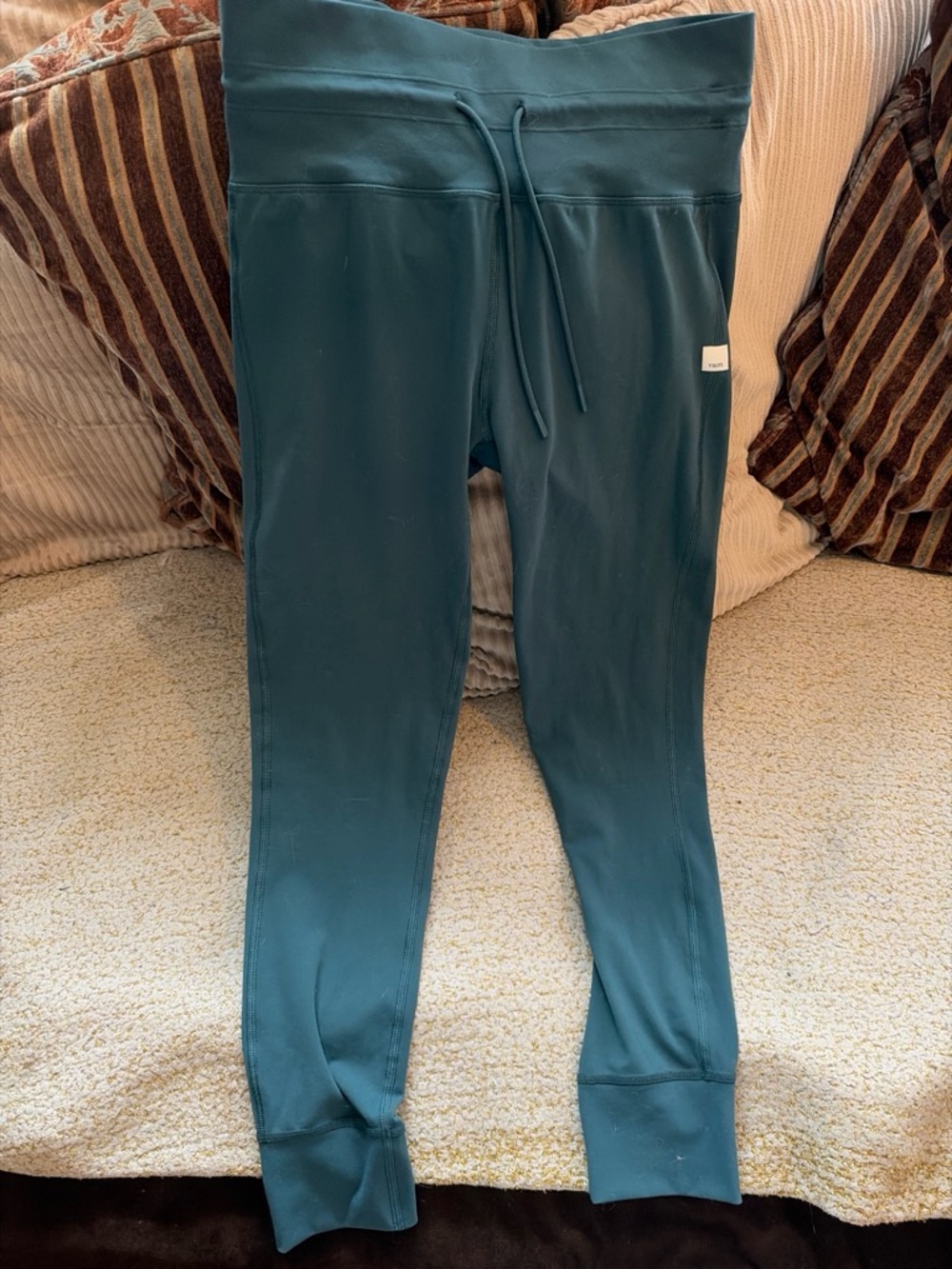 Vuori Womens Teal-Green High Waist Drawstring Leggings